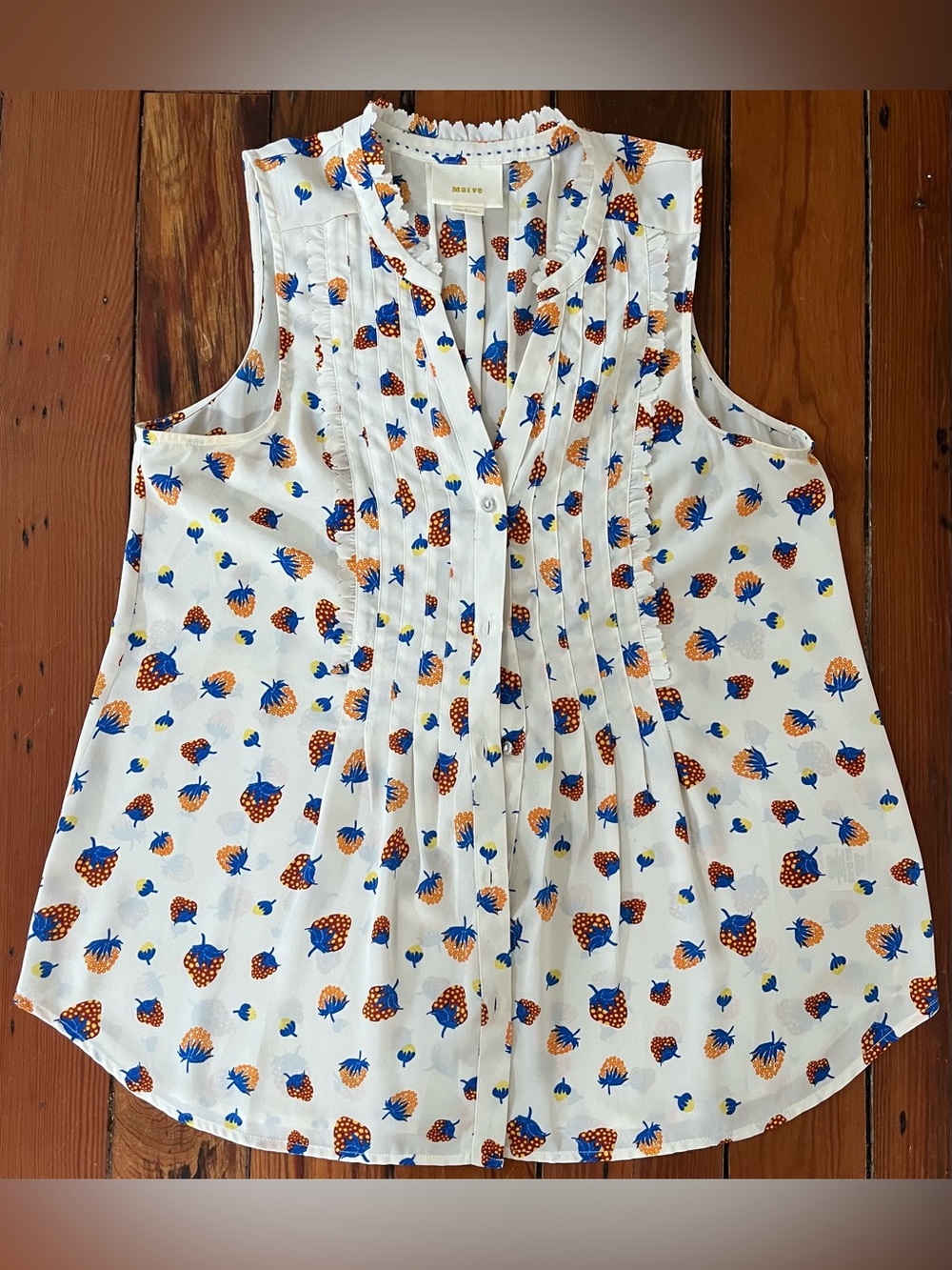 Anthropologie Maeve Strawberry Print Sleeveless Blouse